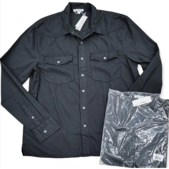 James Perse Black Casual Button Down Shirt - Picture 8 of 8